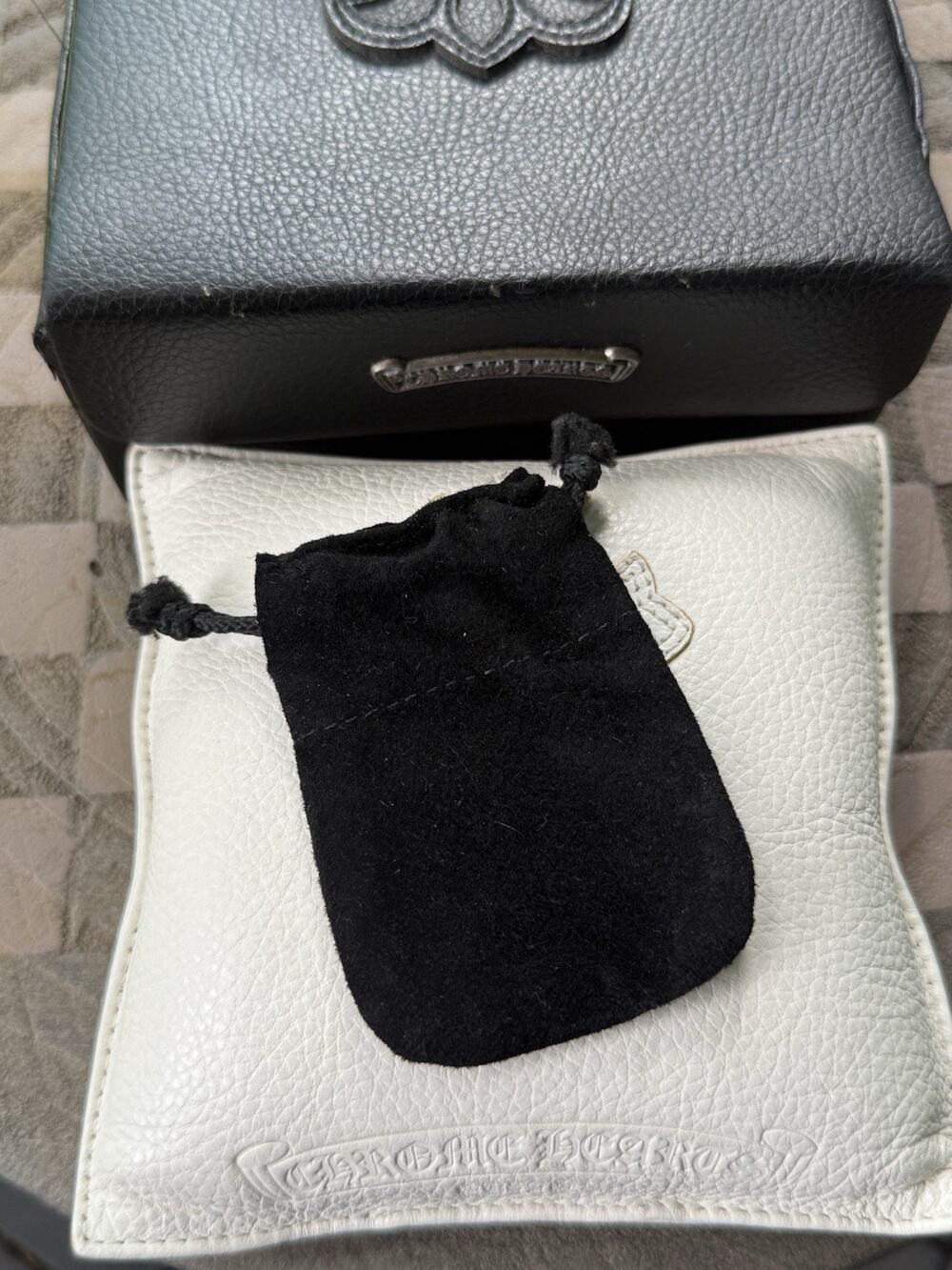Chrome Hearts Jewelry Pouch Bag OEM Authentic Black Suede Drawstring Rare